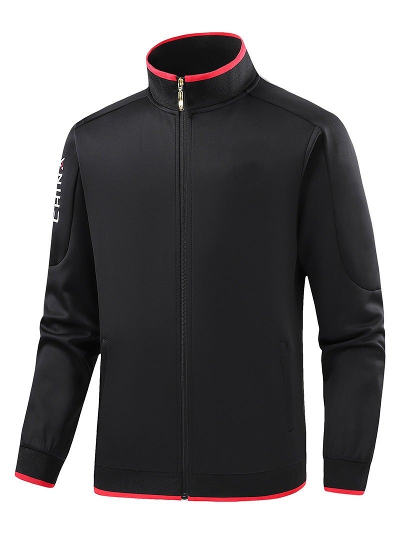 New Parent-Child Sports Jacket Men'S And Women'S Solid Color Collar Top Enterprise Group Clothing Printable Logo - Image 3
